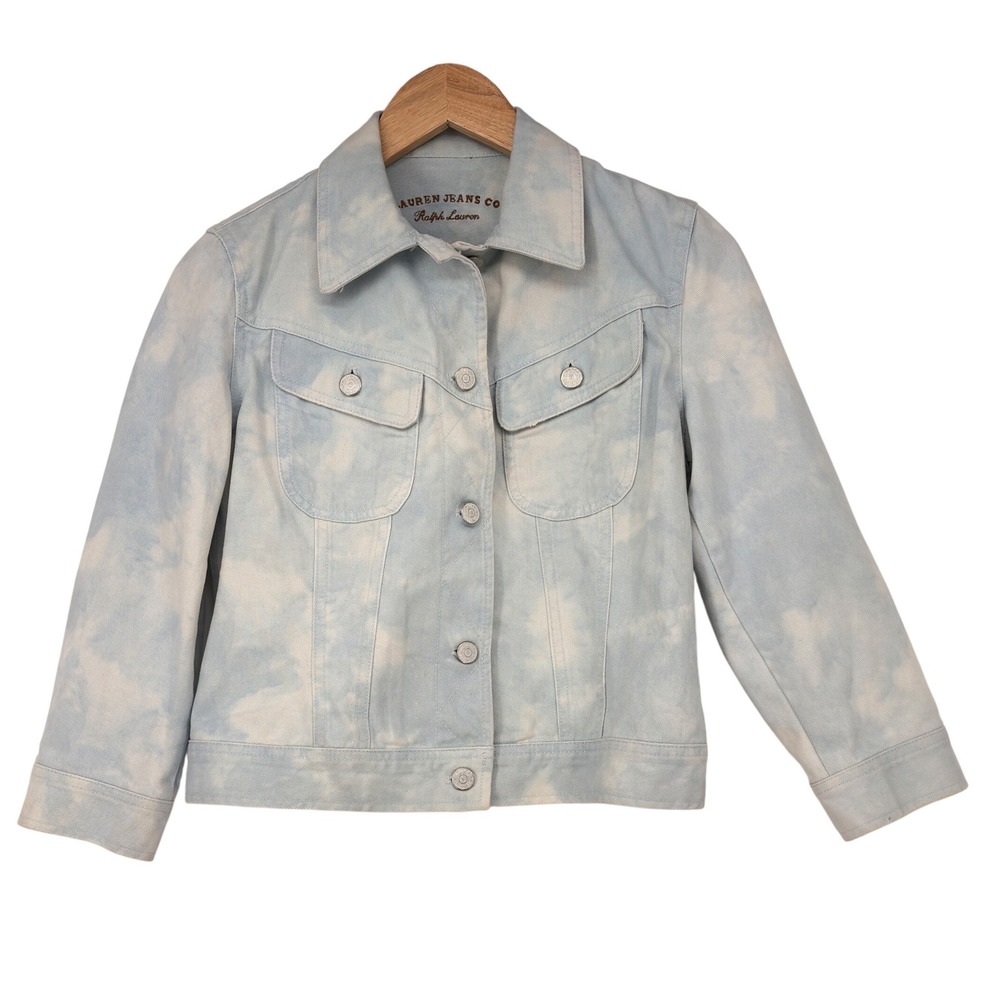 Lauren Ralph Lauren Jacket Womens XS Blue‎ Santorini Fash Tie Dye Denim Trucker - Picture 4 of 11
